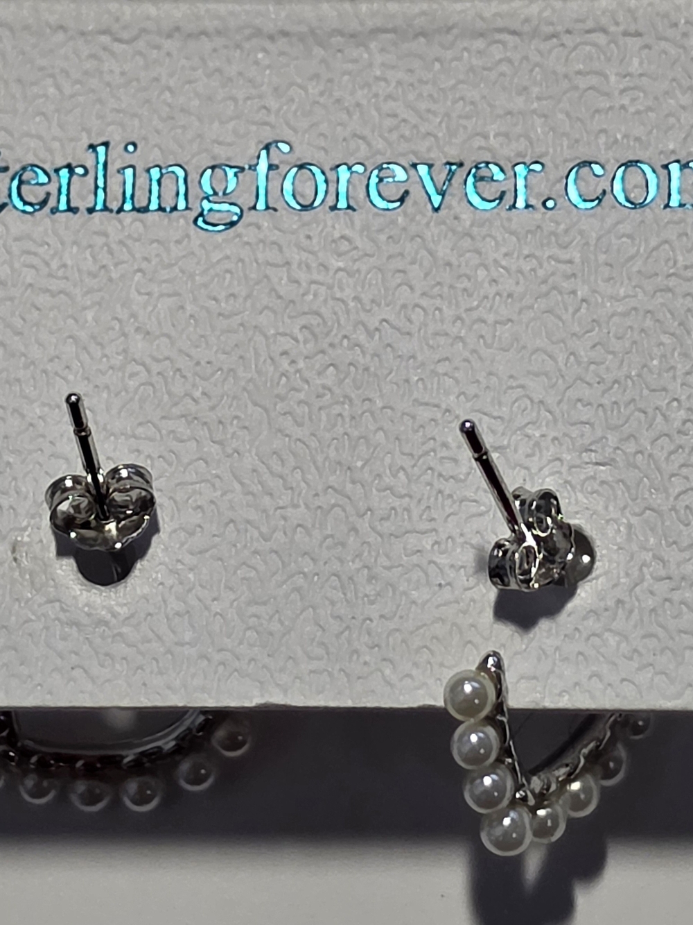 Sterling Forever Pearl Hoop Earrings - White Pearls - Picture 6 of 8